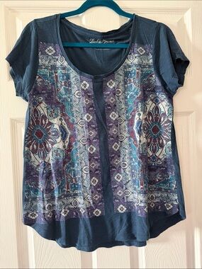 Lucky Brand Boho Flowy Summer Cotton Tee